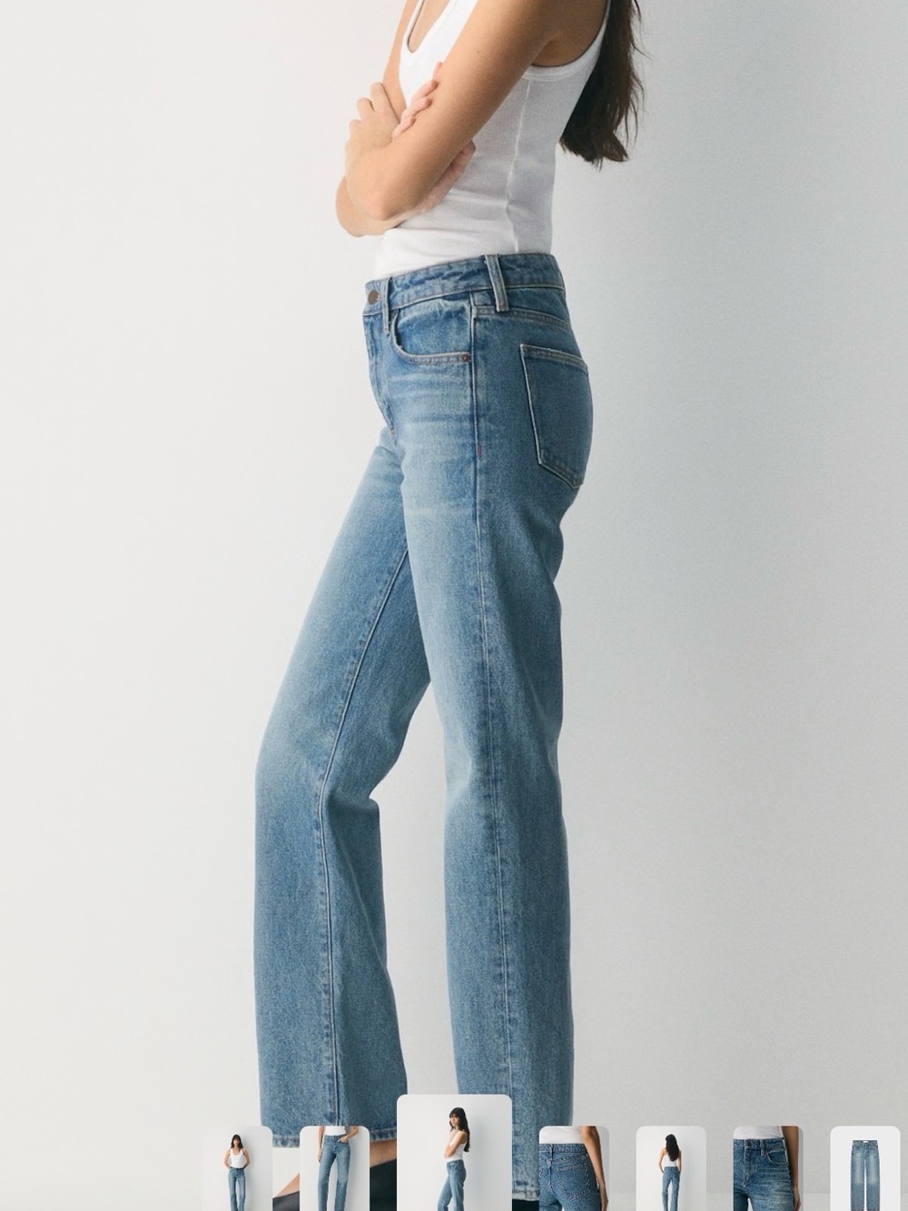 Denim Forum Sharon Classic Mid-Rise Straight Jean Vintage Medium Blue - Picture 4 of 5